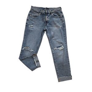 Gap Denim Girlfriend Jeans Womens Size 2 26 Distressed Raw Hem Acid Wash Womens